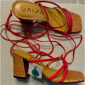 Block heel tie sandals